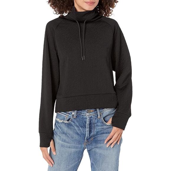 Juicy Couture Sport Black Quilted Crop Funnel Neck Pullover Sweatshirt- L - Picture 15 of 15